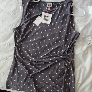 Ann Klein charcoal gray Polka-dot sleeveless top